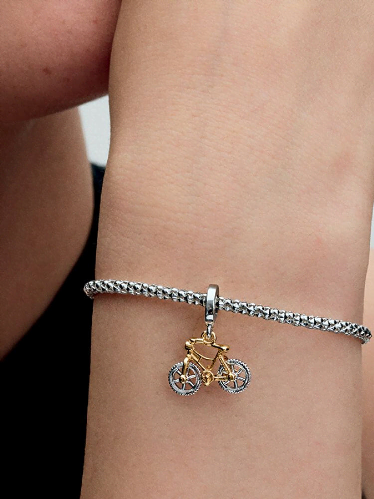 Two-tone Spinning Wheels Bicycle Dangle Charm
