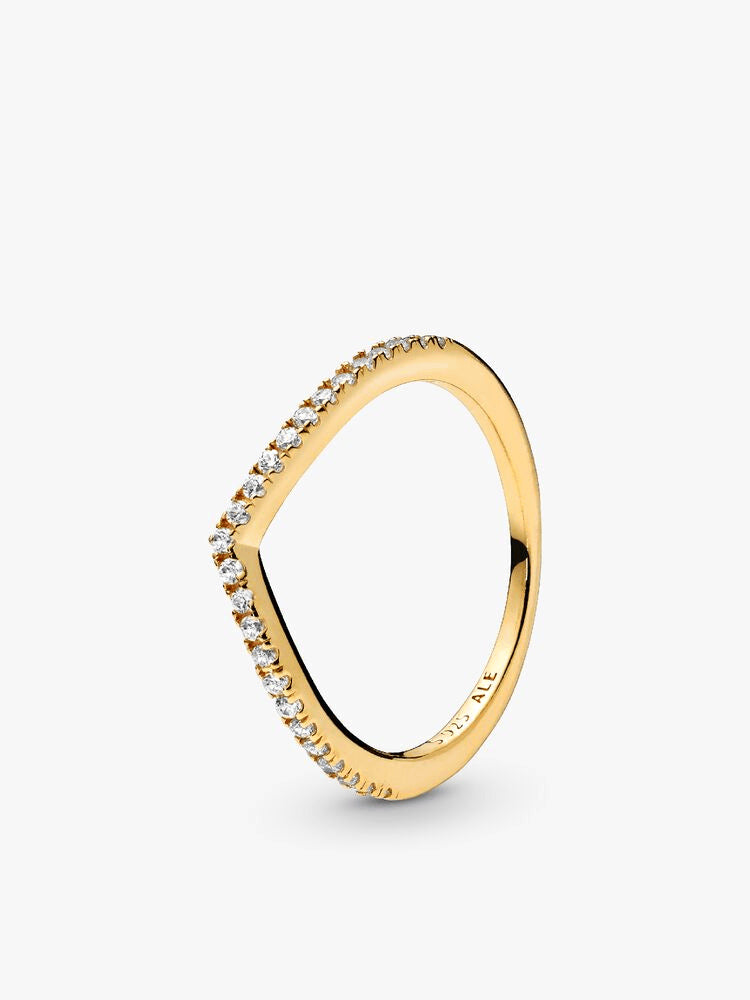 Halo of Gold Sparkling Wishbone Ring Set