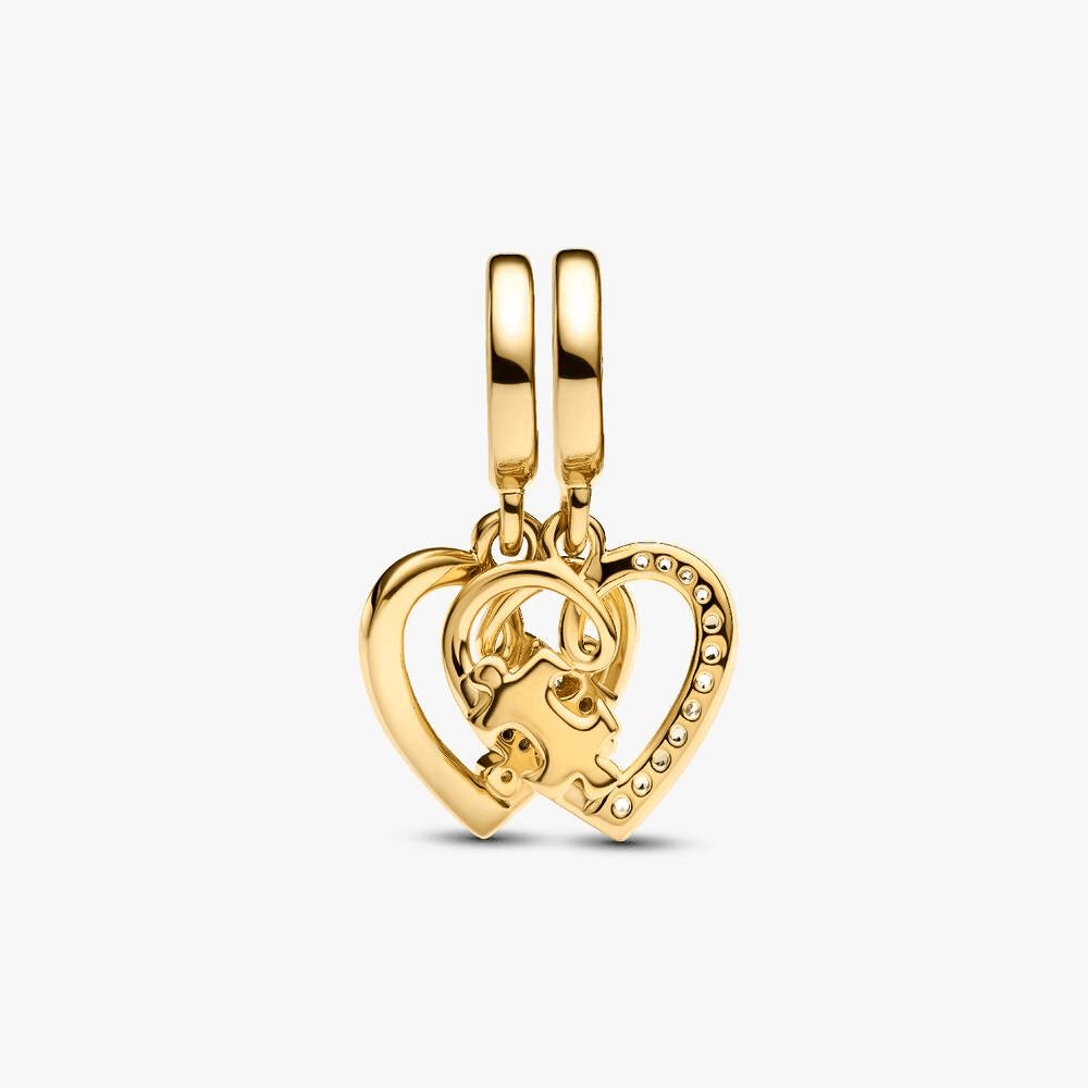 Splittable Puzzle Piece Hearts Dangle Charm