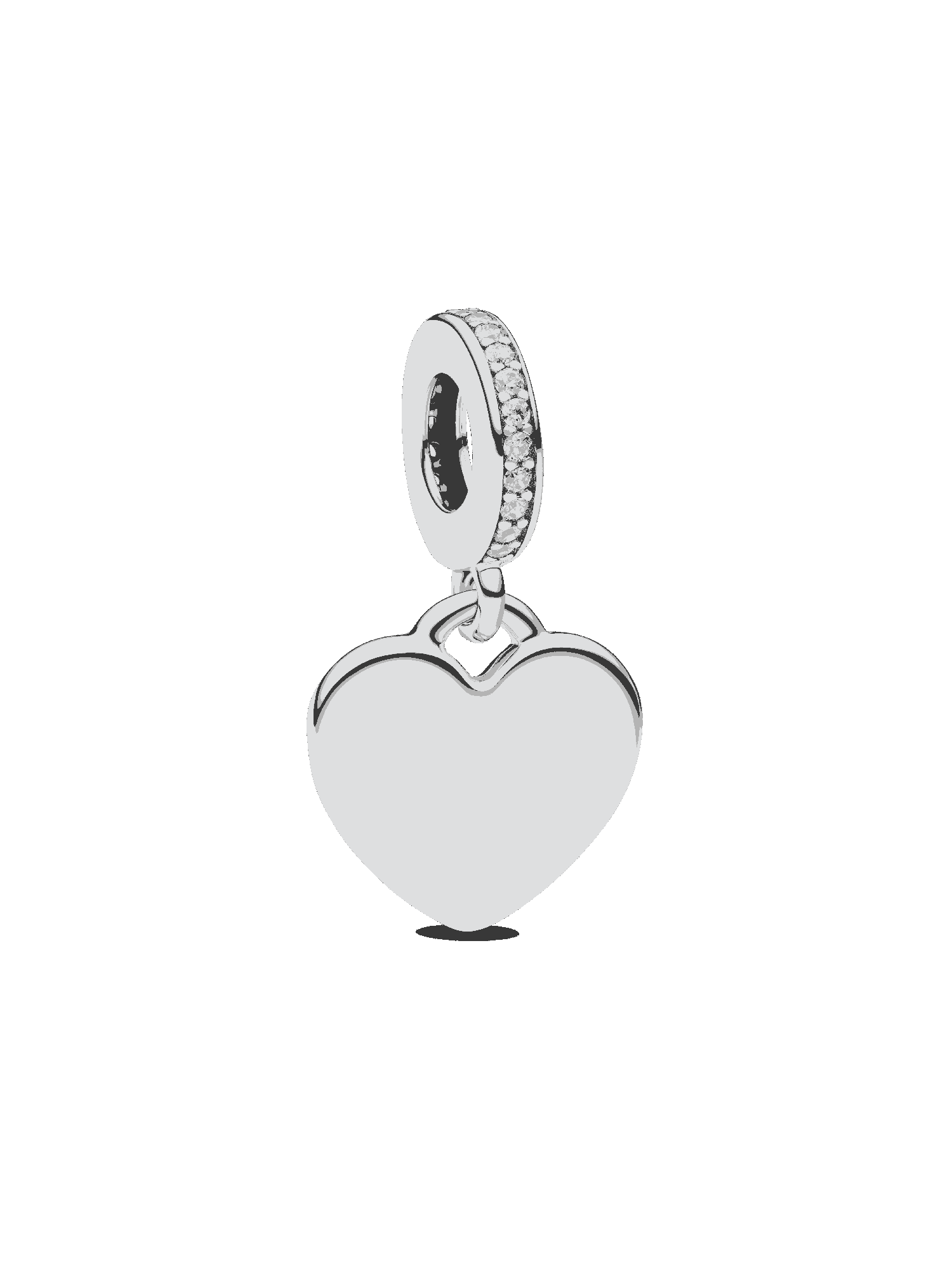 Heart Pink Stone Dangle Charm