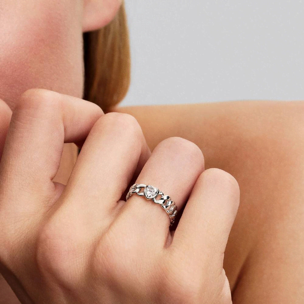 Heart Cuban Chain Ring