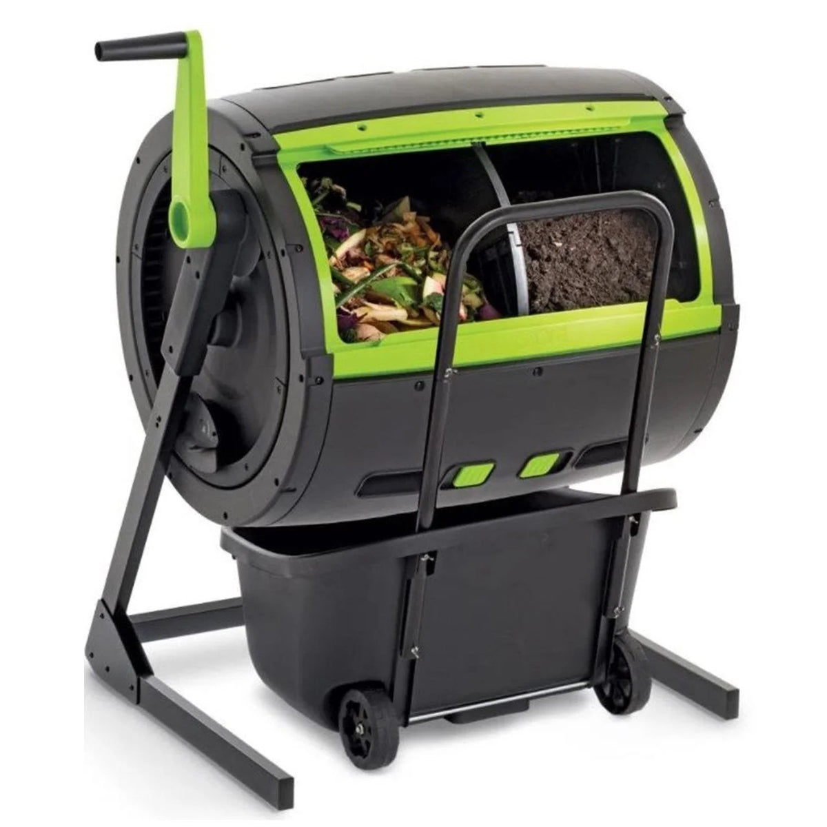 65-Gallon Compost Tumbler And Cart Combo - Black