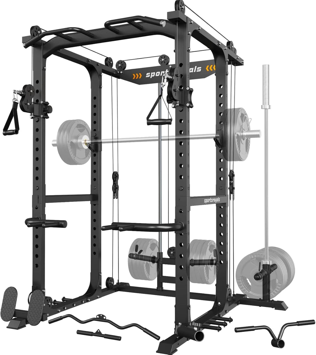 Sportsroyals Power Cage With Lat Pulldown, Black - Power Cage