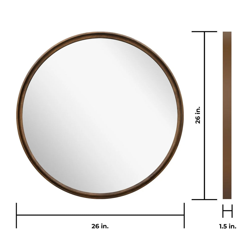 Classic Farmhouse Round Wooden Frame Wall Mirror - 24-inches, 28-inches, 32-inches