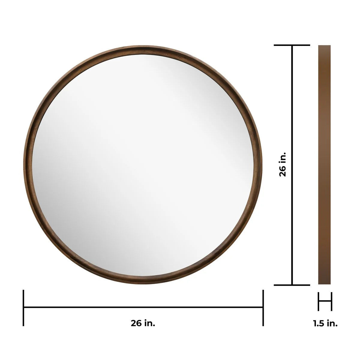 Classic Farmhouse Round Wooden Frame Wall Mirror - 24-inches, 28-inches, 32-inches