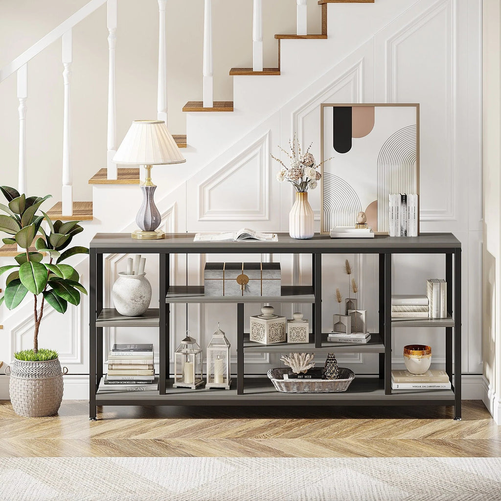 3-Tier Console Sofa Table With Storage, 70.9 Inch