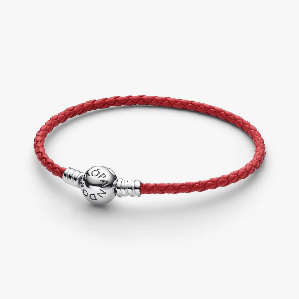 Red Braided Leather Bracelet