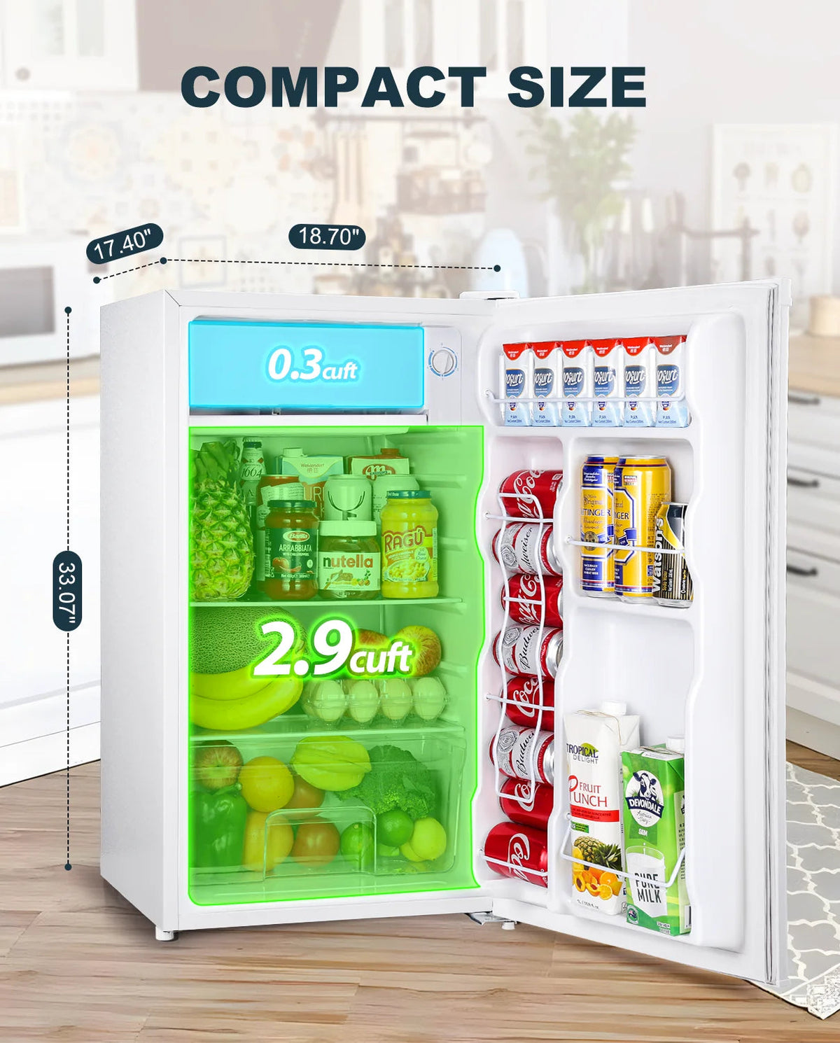 Upstreman 3.2 Cu.Ft. Single Door Mini Refrigerator With Freezer - BR321
