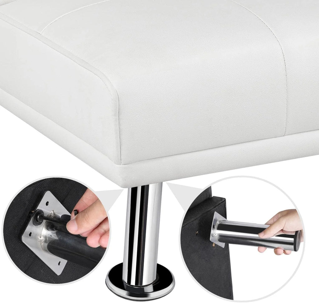 Yaheetech Convertible Faux Leather Sofa Bed, 3 Angles, 772lb Capacity, Black