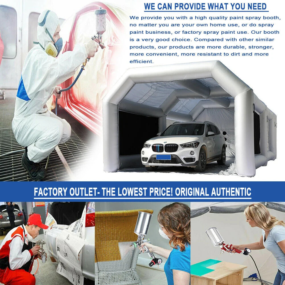 Inflatable Automotive Spray Booth Paint Tent, 26 ft x 15 ft x 10 ft - Gray