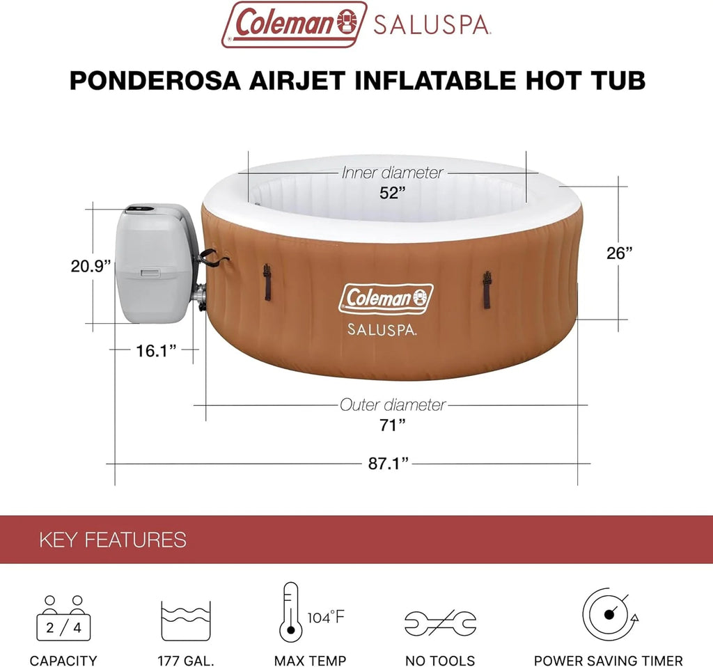 2-4 Person Inflatable Hot Tub With 120 Air Jets And Insulated Cover