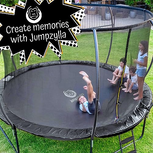 JUMPZYLLA Recreational Trampoline With Enclosure And Ladder - 12 FT