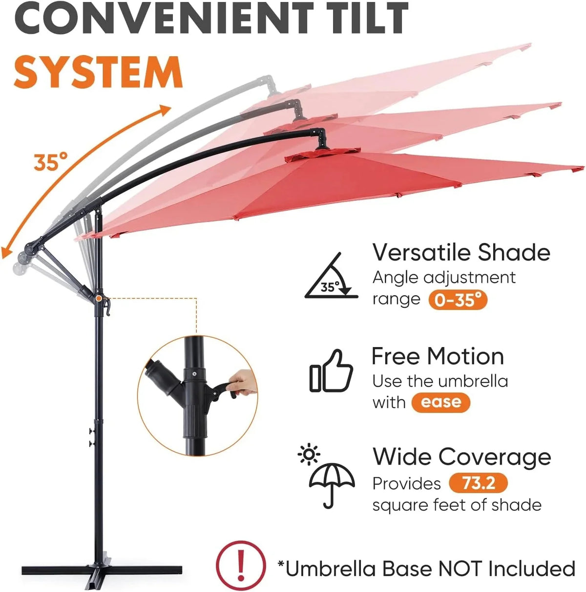 Sweetcrispy 9.8FT Offset Patio Umbrella With Easy Tilt Adjustment, 8 Ribs, Blue