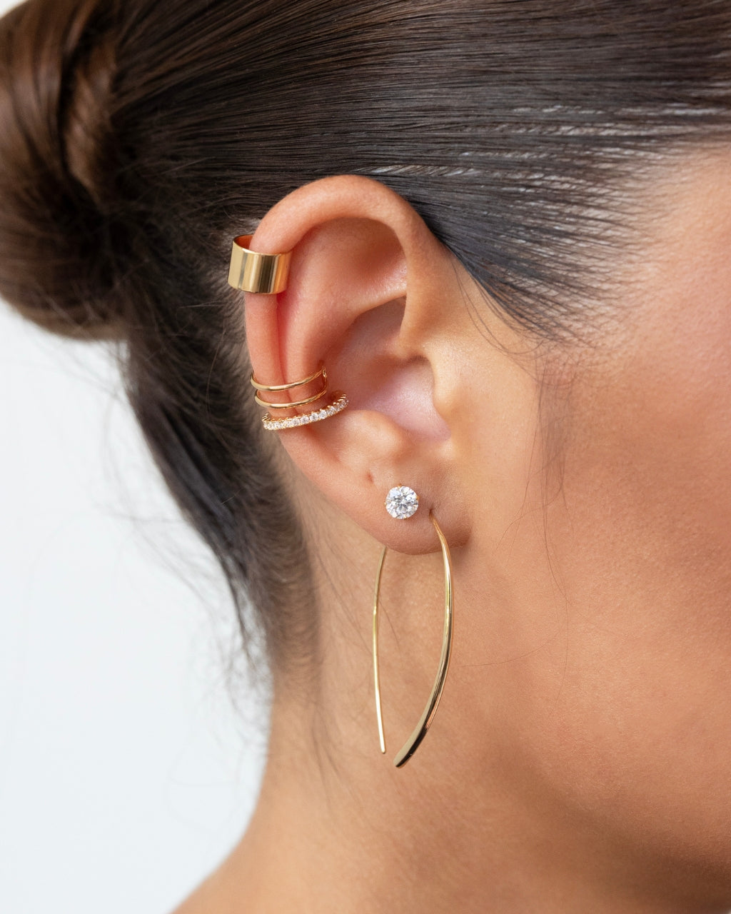 Delicate Threader Hoop Earrings - view 4