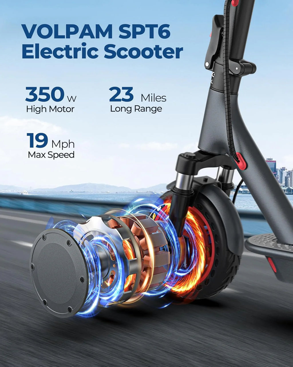 Electric Scooter With Solid Tires And Dual Braking - 350W/500W
