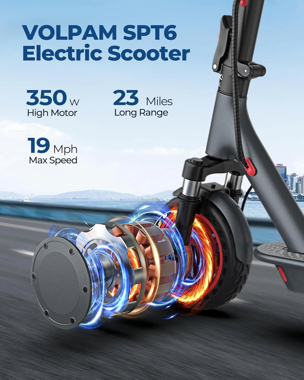 Electric Scooter With Solid Tires And Dual Braking - 350W/500W