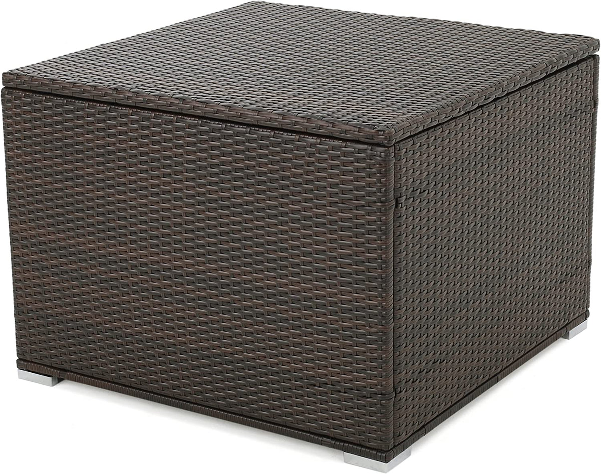 Samoa Wicker Outdoor Storage Box, Multibrown, 33.45 D x 33.45 W x 24.30 H