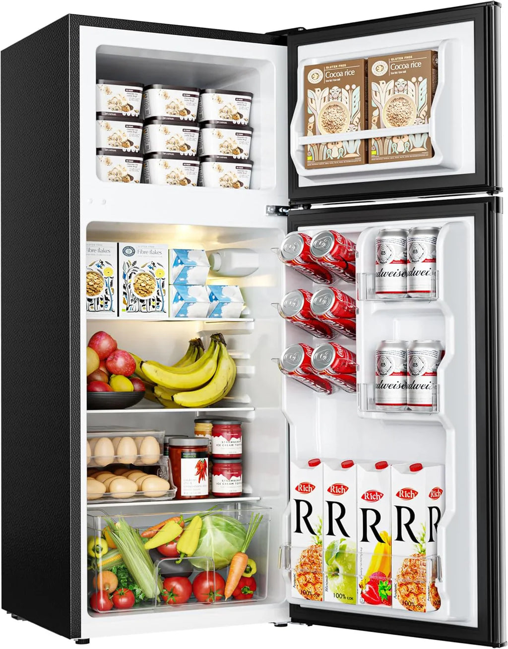 Euhomy 3.2 Cubic Feet 2-Door Mini Refrigerator With Freezer, Silver - RF-S