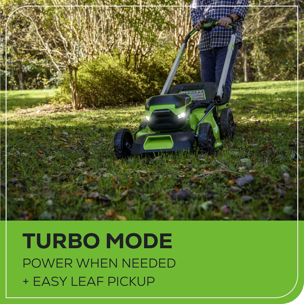 Greenworks 60V 21 Inch Cordless Self-Propelled Lawn Mower - 2 x 4.0Ah Batteries And Dual Port Rapid Charger