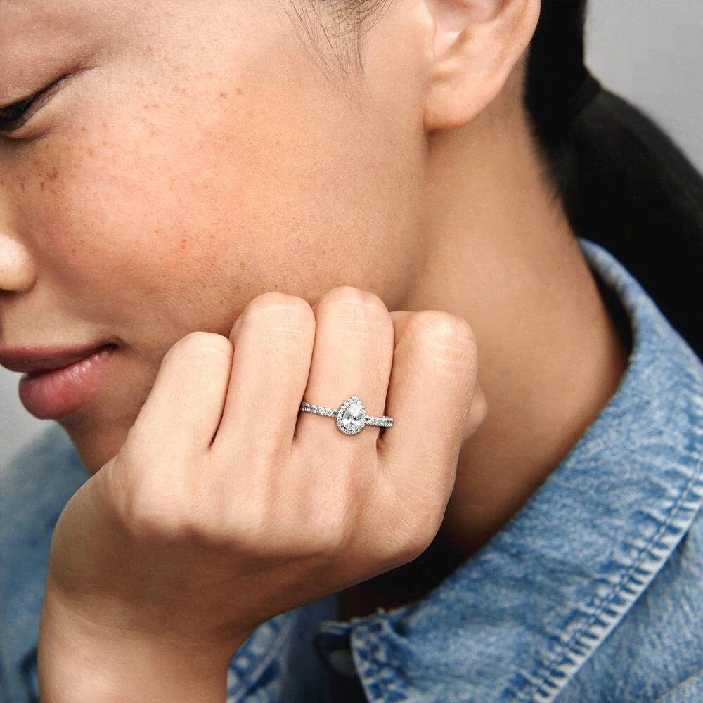 FINAL SALE - Classic Teardrop Halo Ring