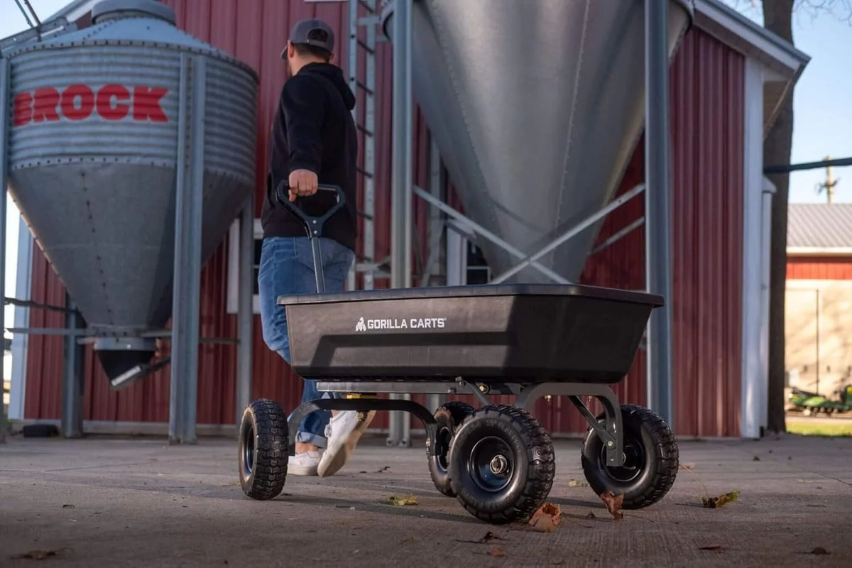 Poly Dump Garden Cart With No-Flat Tires, 7 Cubic Feet, 1200-Pound Capacity, Black - 7GCG-NF
