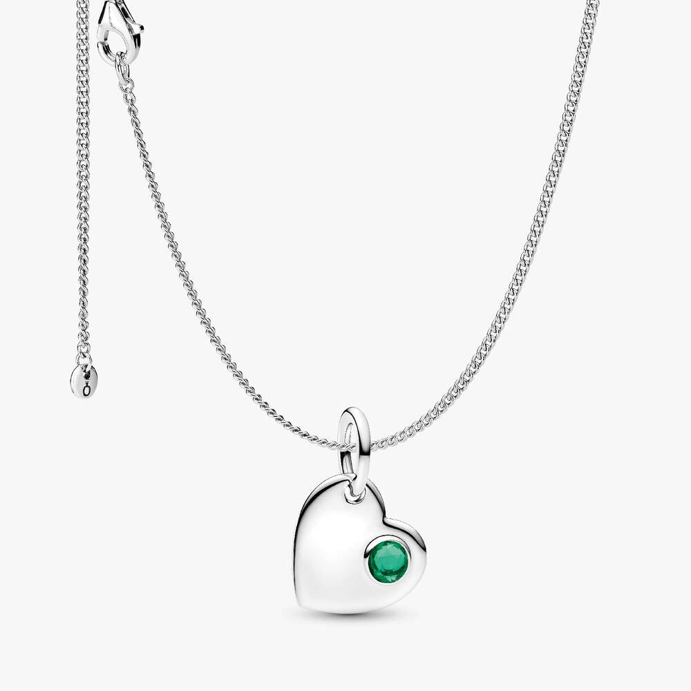 May Birthstone Heart Pendant Necklace