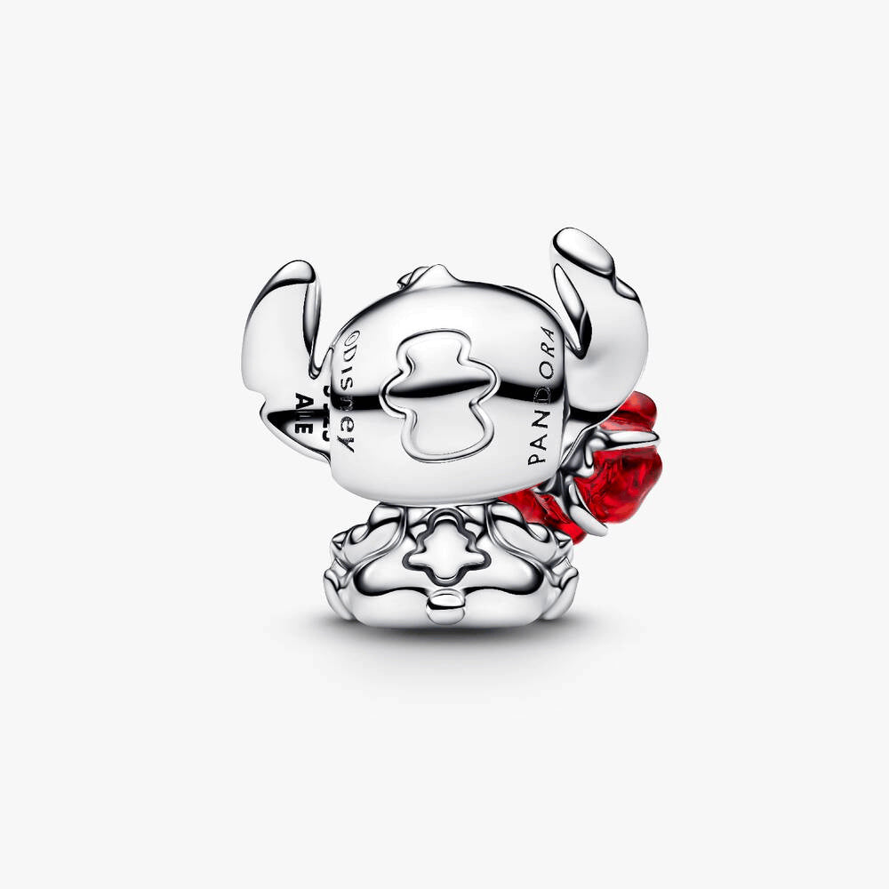 Disney Stitch Rose Murano Glass Charm