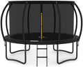 JUMPZYLLA Outdoor Trampoline With Enclosure, 8FT, Black & Blue - 14FT