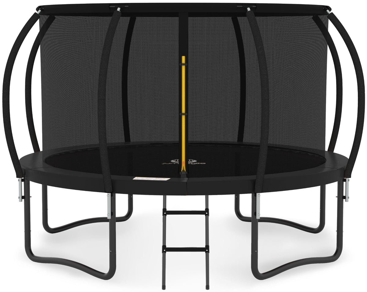 JUMPZYLLA Outdoor Trampoline With Enclosure, 8FT, Black & Blue - 14FT