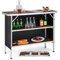 Folding Camping Table With 2-Tier Storage Shelves, Aluminum, 43.5 x 15 x 34.5 in
