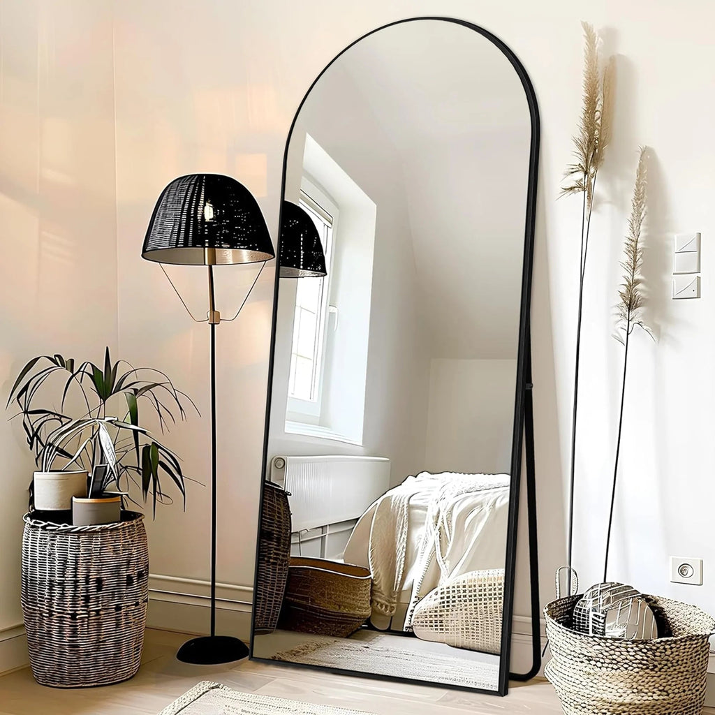 Arched Full Length Floor Mirror With Aluminum Alloy Frame - 65x22, 71x24, 71x28, 71x32