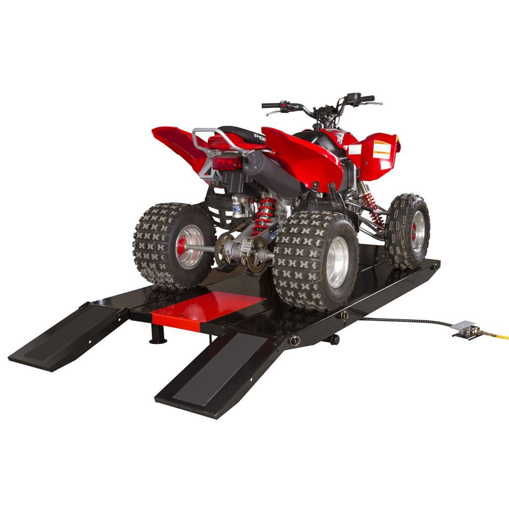 Hydraulic Motorcycle And ATV Lift Table With Center Jack - Heavy-Duty Adjustable Service Platform