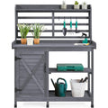 Yaheetech Large Outdoor Wooden Potting Bench With Storage Cabinet - Gray