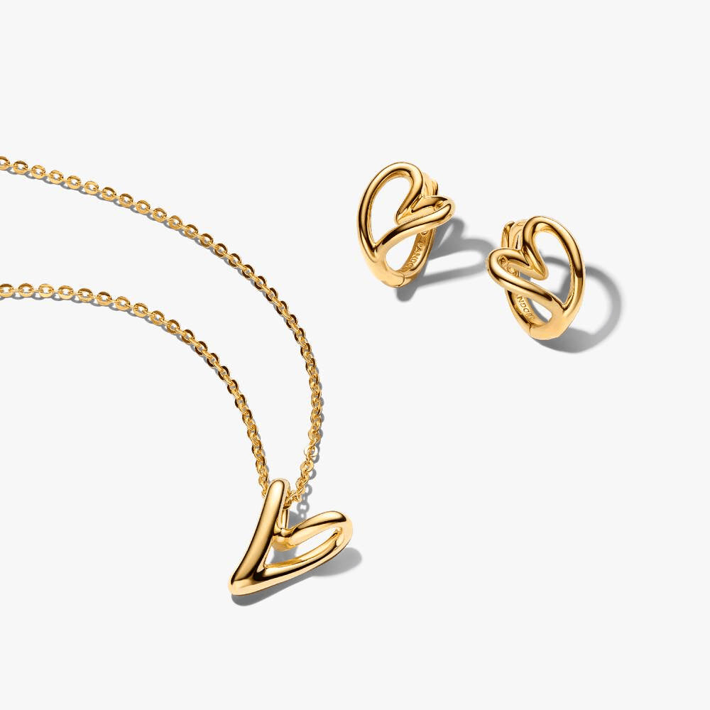 Golden Organic Heart Jewelry Gift Set