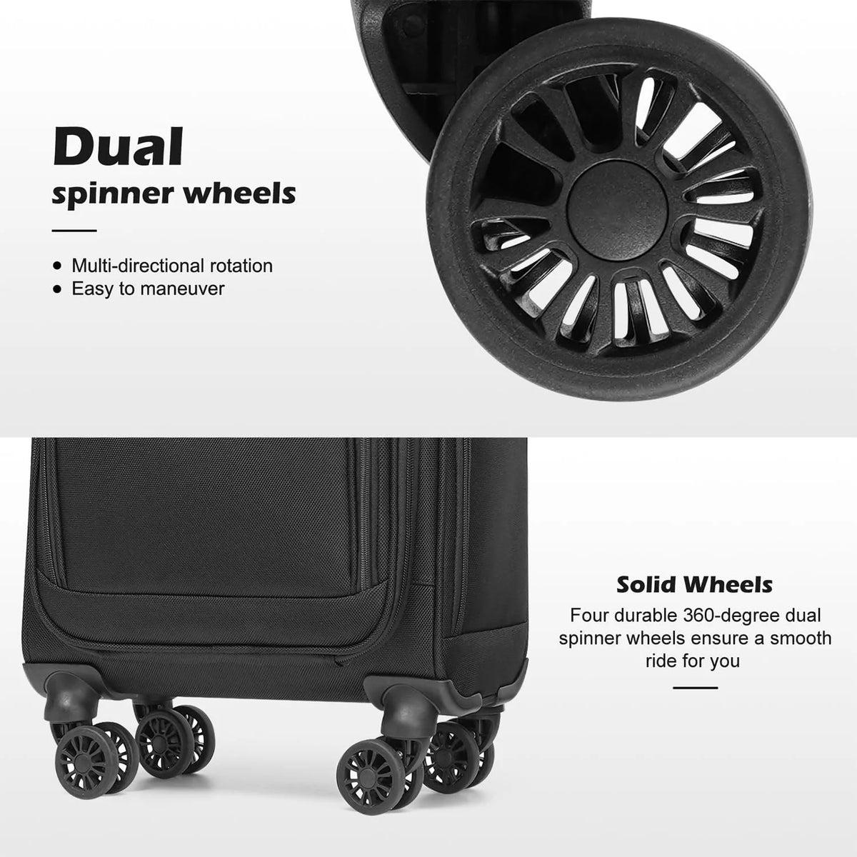 Underseat Carry-On Softside Spinner Luggage - Underseat-14-Inch-Plus