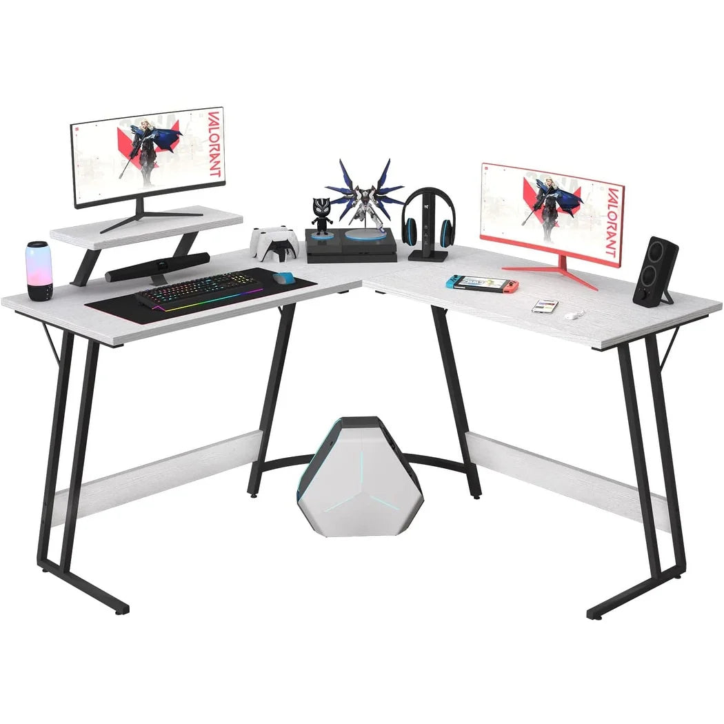 L-Shaped Gaming Computer Desk With Removable Monitor Stand, 51.3 in x 19.8 in x 29 in