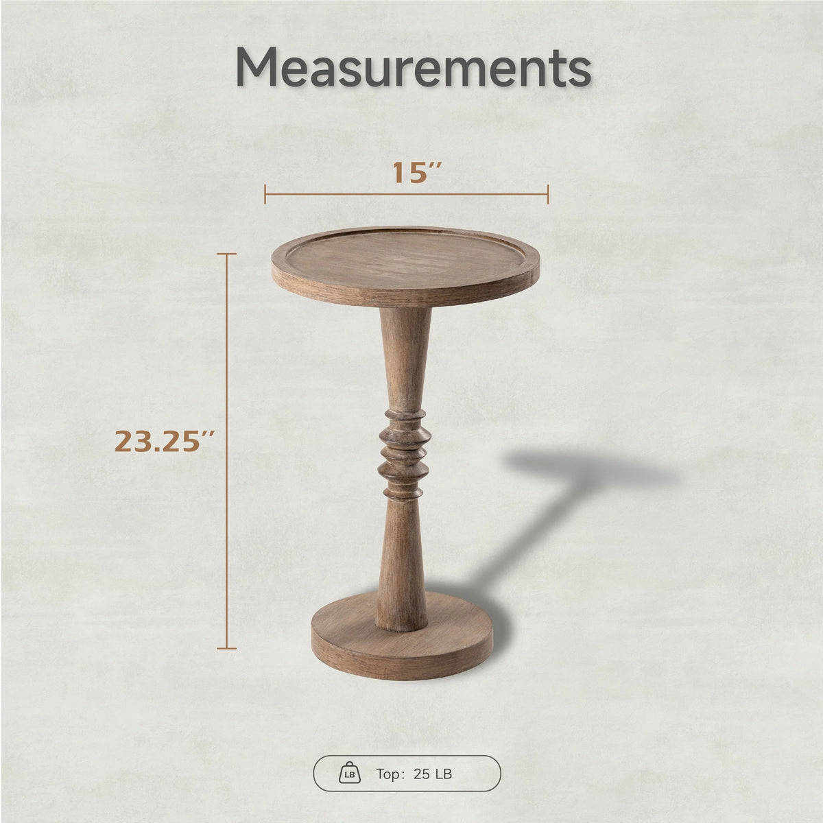 Pedestal End Table With Round Tray Top And Distressed Finish