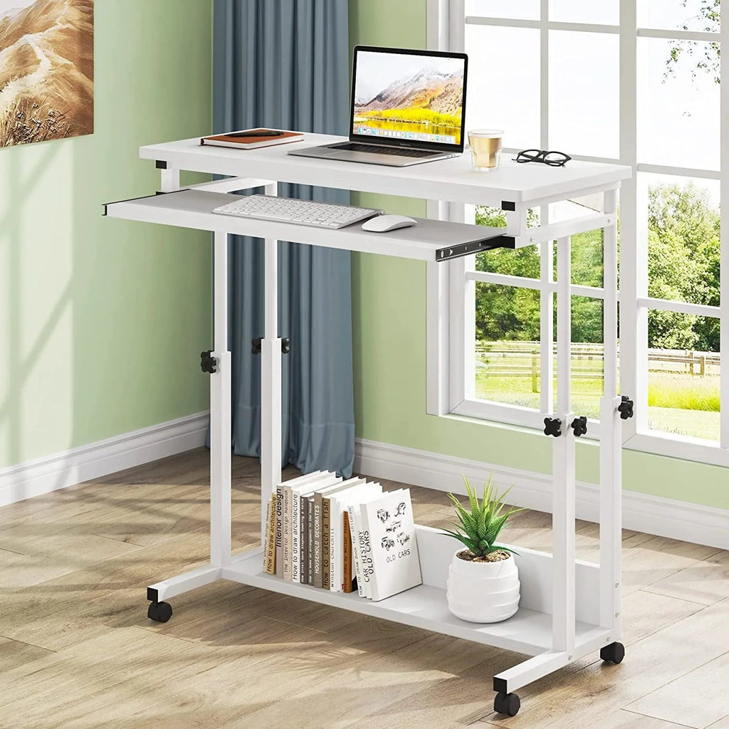 Height-Adjustable Portable Laptop Desk With Keyboard Tray, 43.3in H x 31.5in L x 17in D