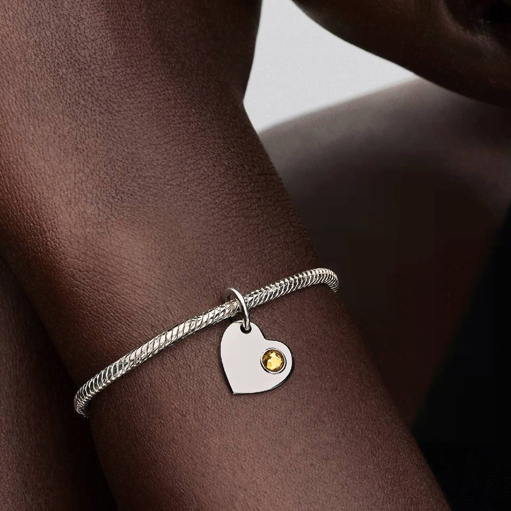 Engravable Heart Honey Stone Dangle Charm