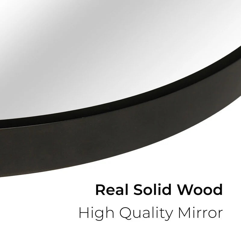 Classic Farmhouse Round Wooden Frame Wall Mirror - 24-inches, 28-inches, 32-inches