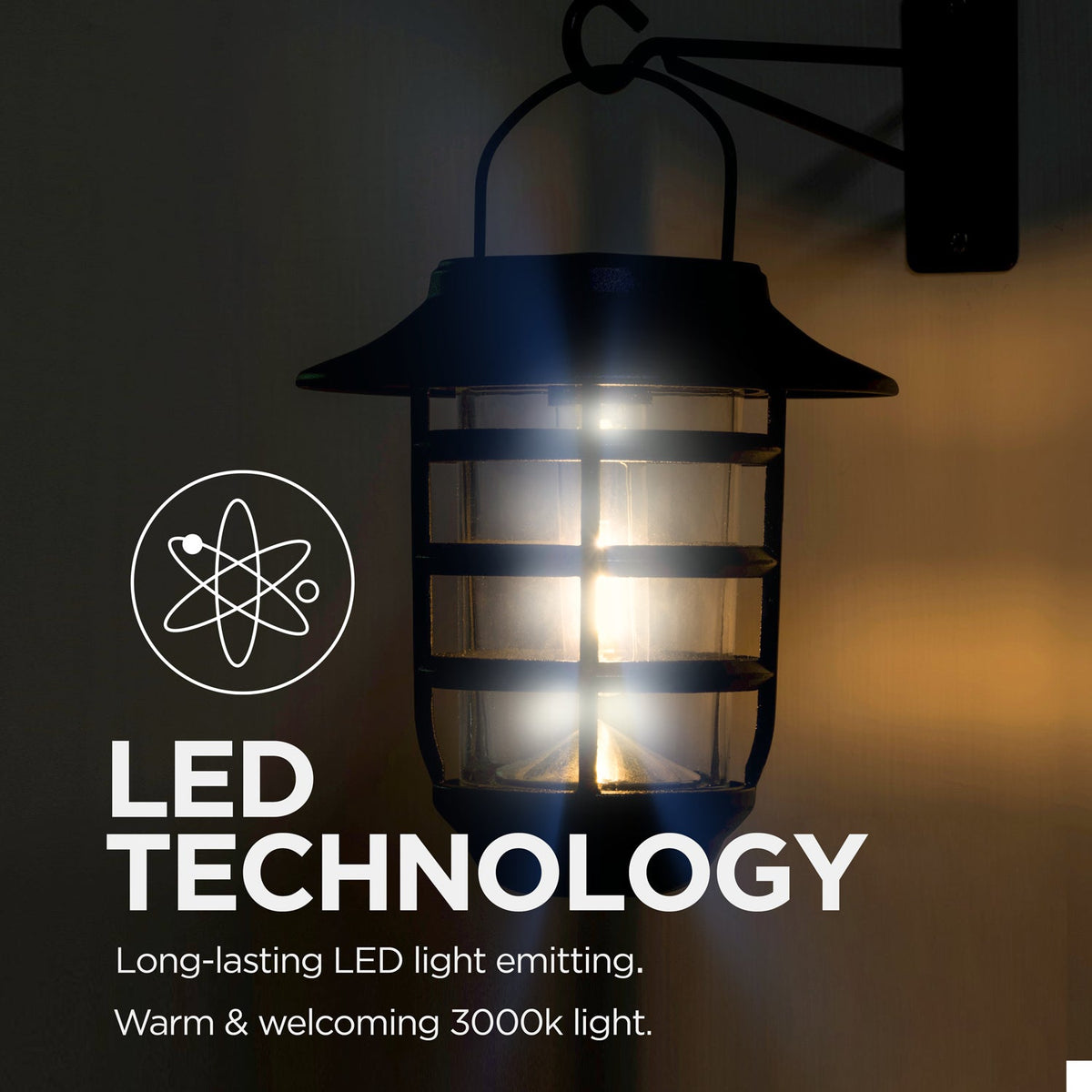 Solar Outdoor Decorative Glass Wall Lantern Light - No Wiring