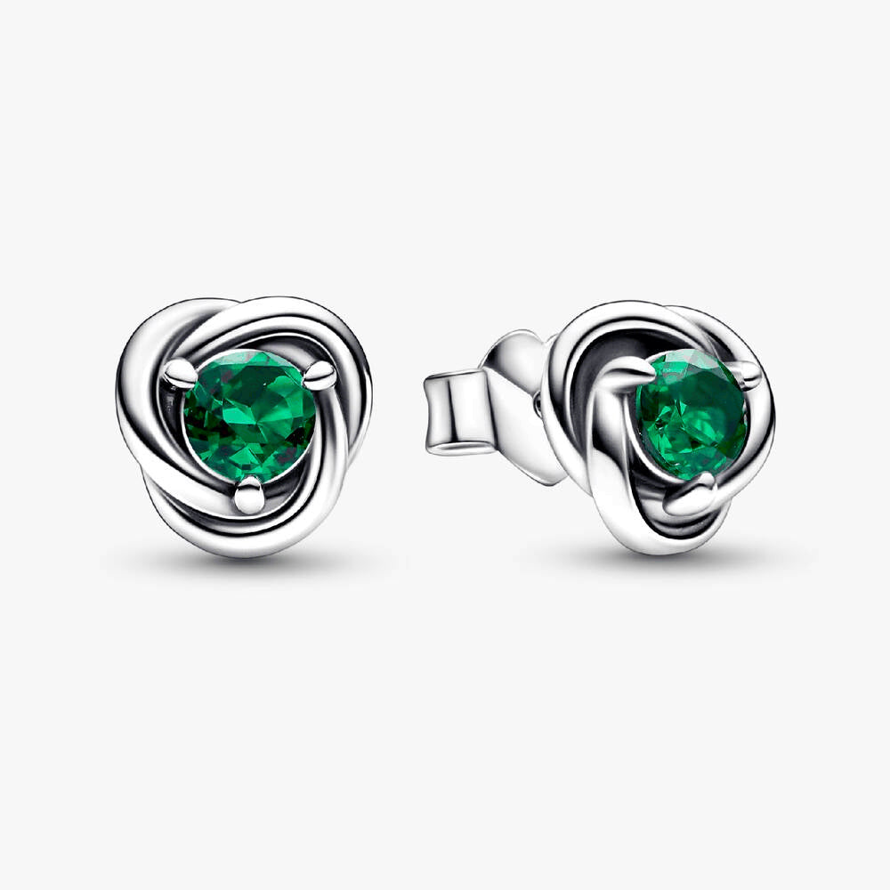 May Birthstone Eternity Circle Stud Earrings
