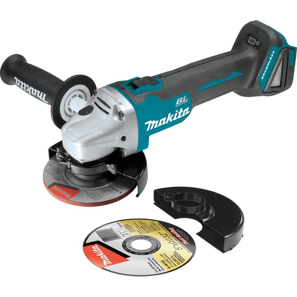 Makita 18V LXT 5.0Ah Battery And Rapid Optimum Charger Starter Pack With XAG04Z Brushless Angle Grinder - BL1850BDC2XAG04