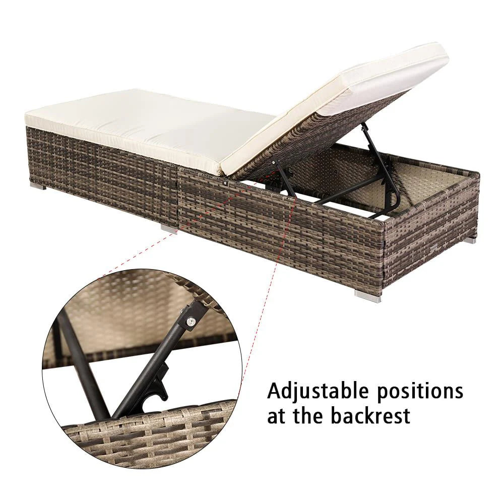 GoDecor Outdoor Rattan Chaise Lounge Chair, Gray