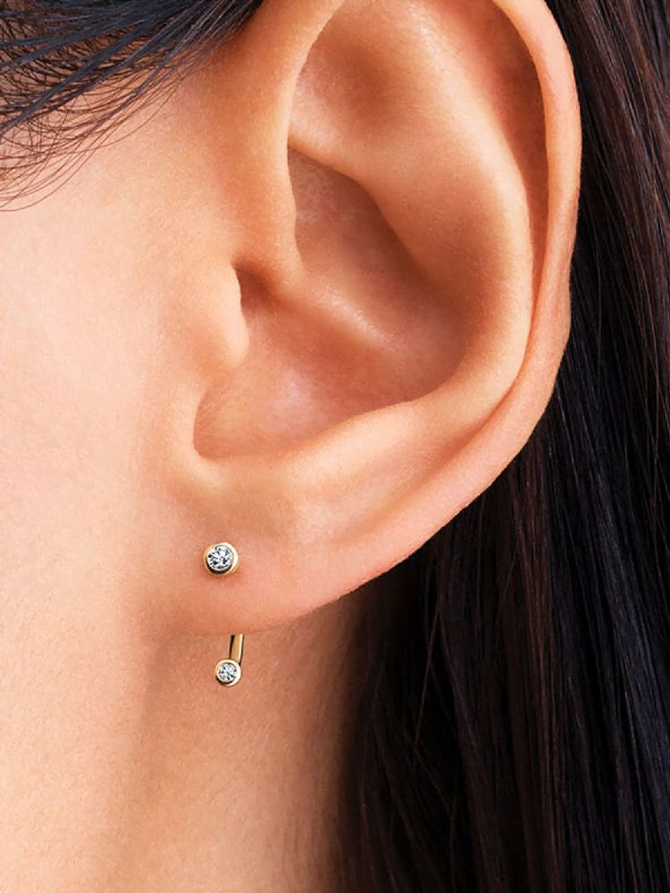 Pandora Era Bezel Lab-Grown Diamond Ear Jacket Stud Earrings