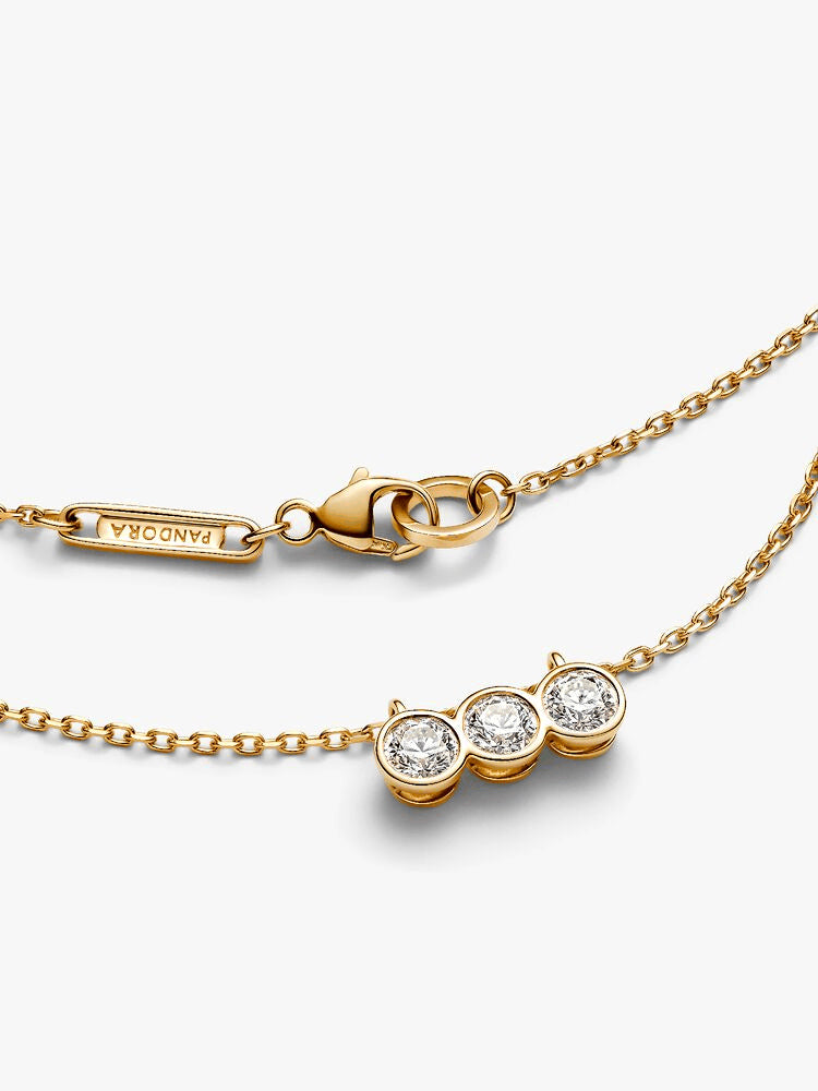 Pandora Era Bezel 14k Gold Triple Lab-grown Diamond Pendant Necklace