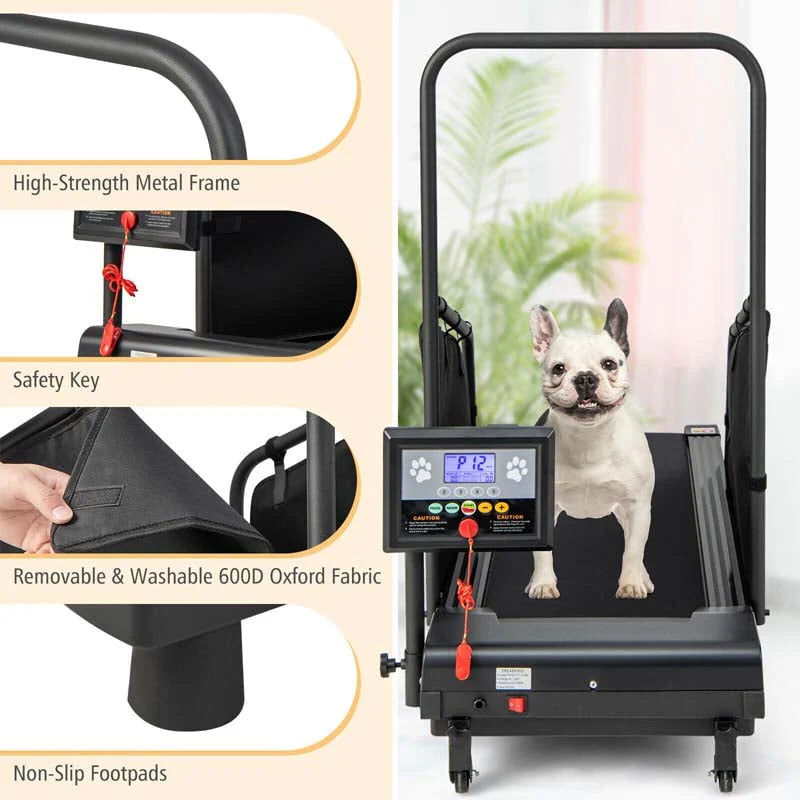 Dog Treadmill Pet Running Machine, 200 lbs Capacity, 1.4 inch LCD Screen - Black