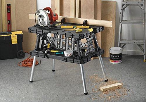 Keter Folding Work Table, 1000 lbs Capacity, Two 12 in Clamps, Black/Yellow - 197283