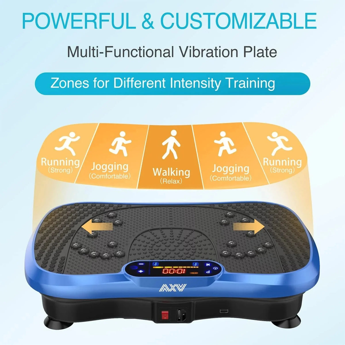 AXV Vibration Plate Fitness Platform, Gray, 2 Resistance Bands - Slim-Gray