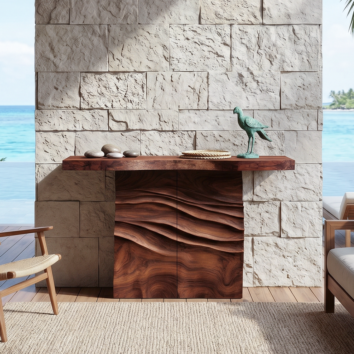 Contemporary Carved Entry Table For Modern Living Space